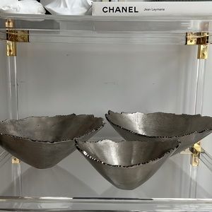 Decorative bowls made in India. Amazing quality. Silver set of 3 bowls.